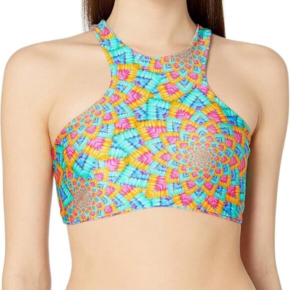 Luli Fama Standard Star Girl Glam High Neck Engineered Reversible Bikini M NWT - Picture 3 of 4